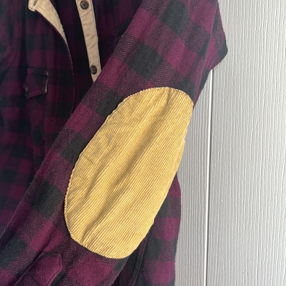 Roots Purple Flannel with Brown Elbow Patches - Picture 3 of 5